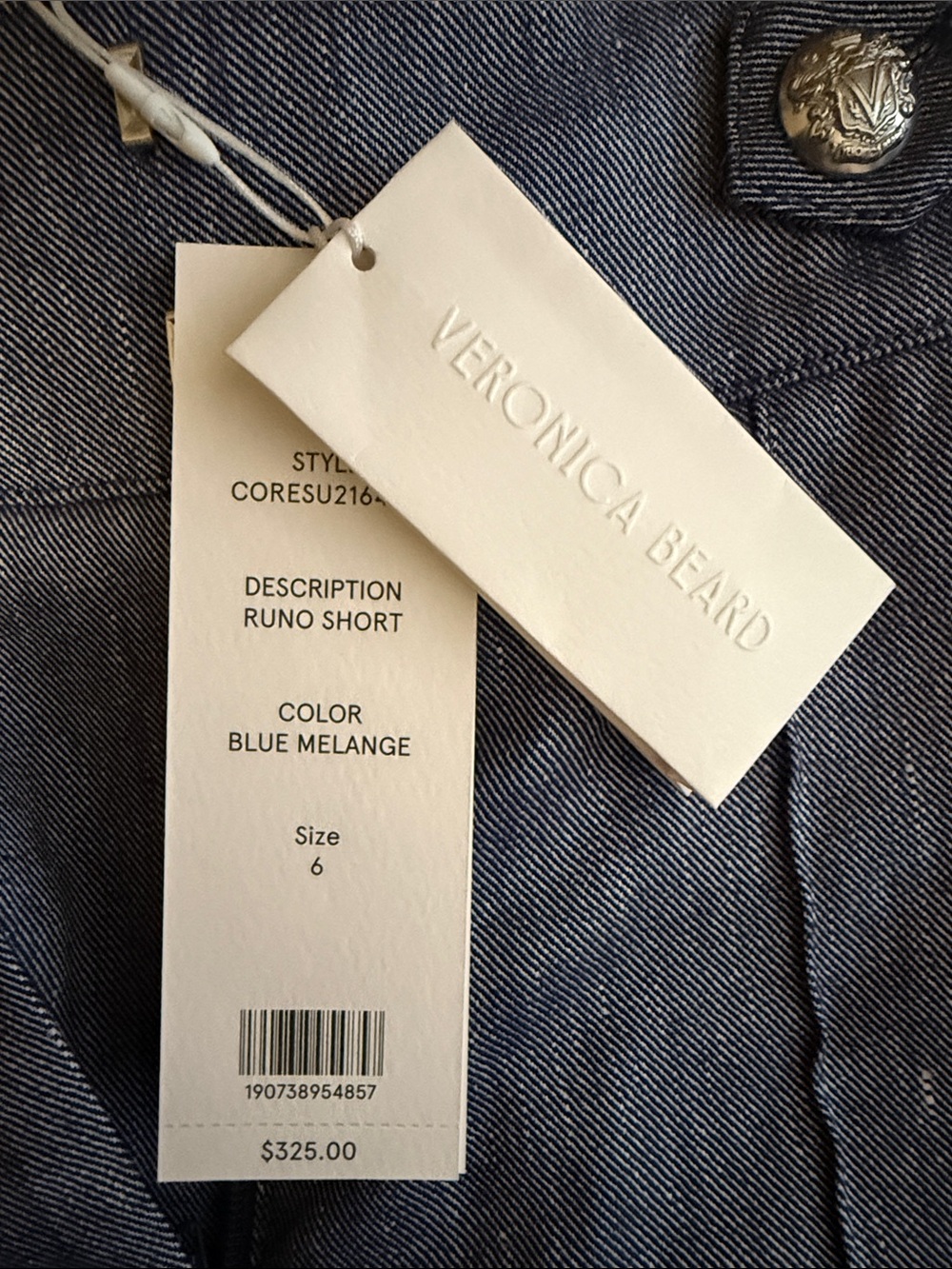 NWT Veronica Beard Blue Melange High-Waist Runo Tailored Shorts size 6 - Picture 6 of 6